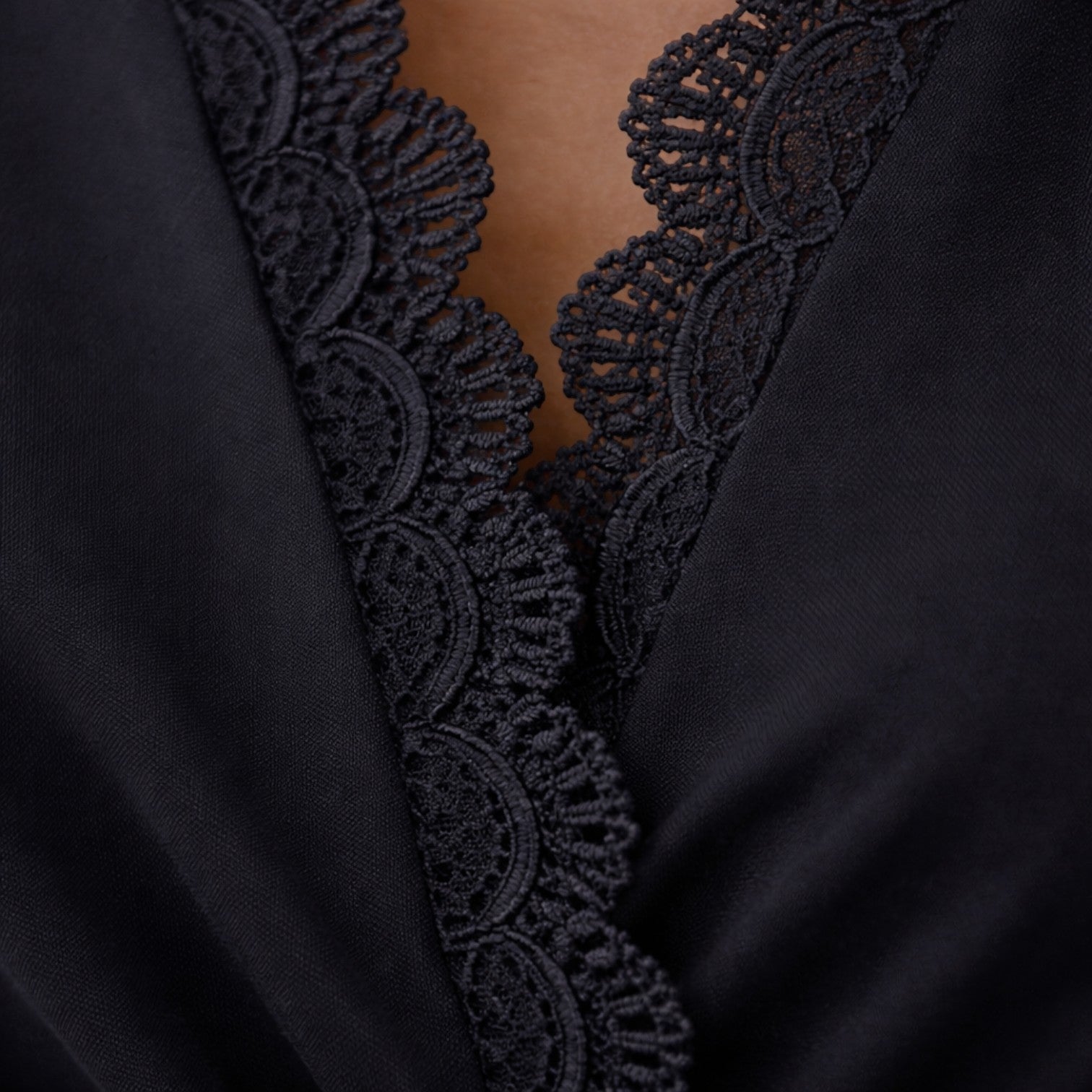 Black Midi Dress with Lace Sleeves | Elegant Slim Fit for Women