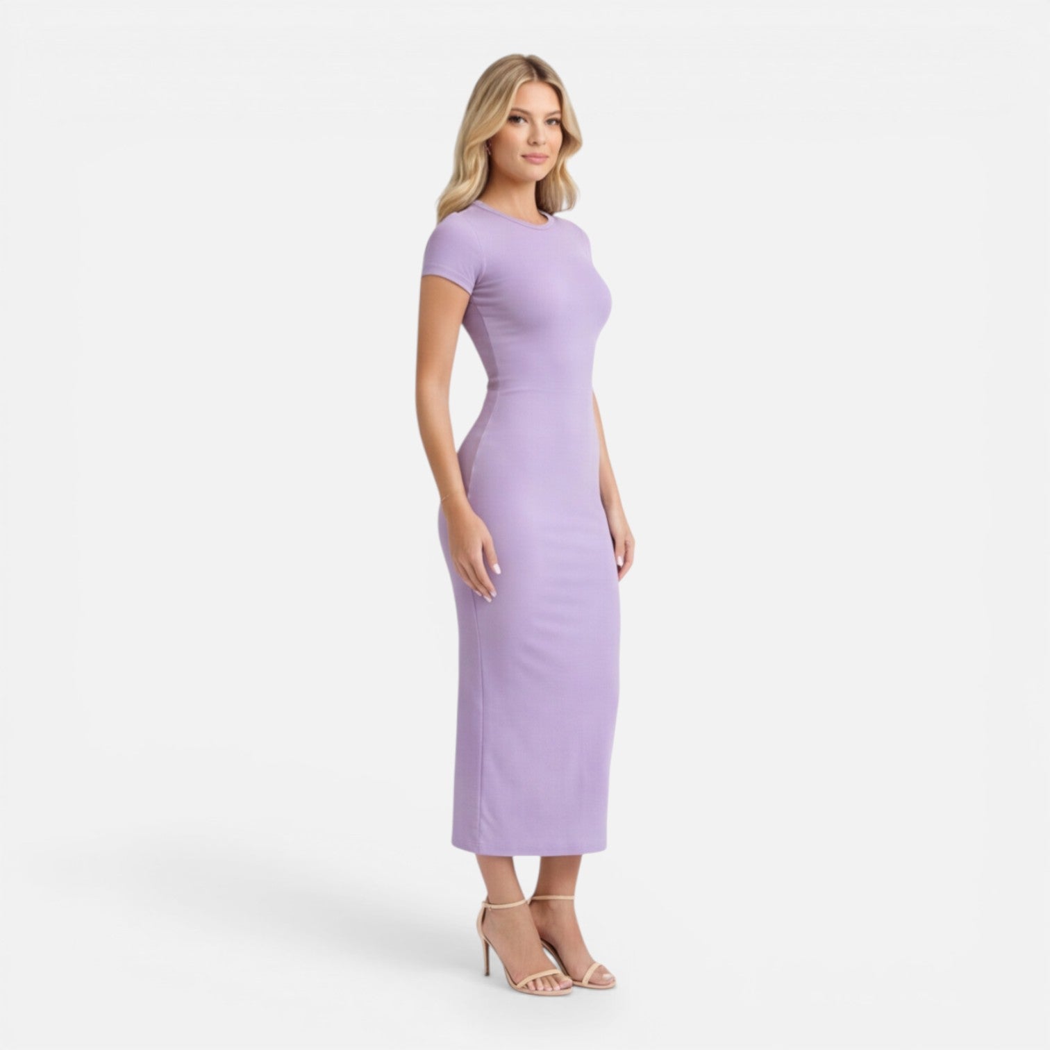 Bodycon Midi Dress for Women | Slim Fit Short Sleeve Elegant Style