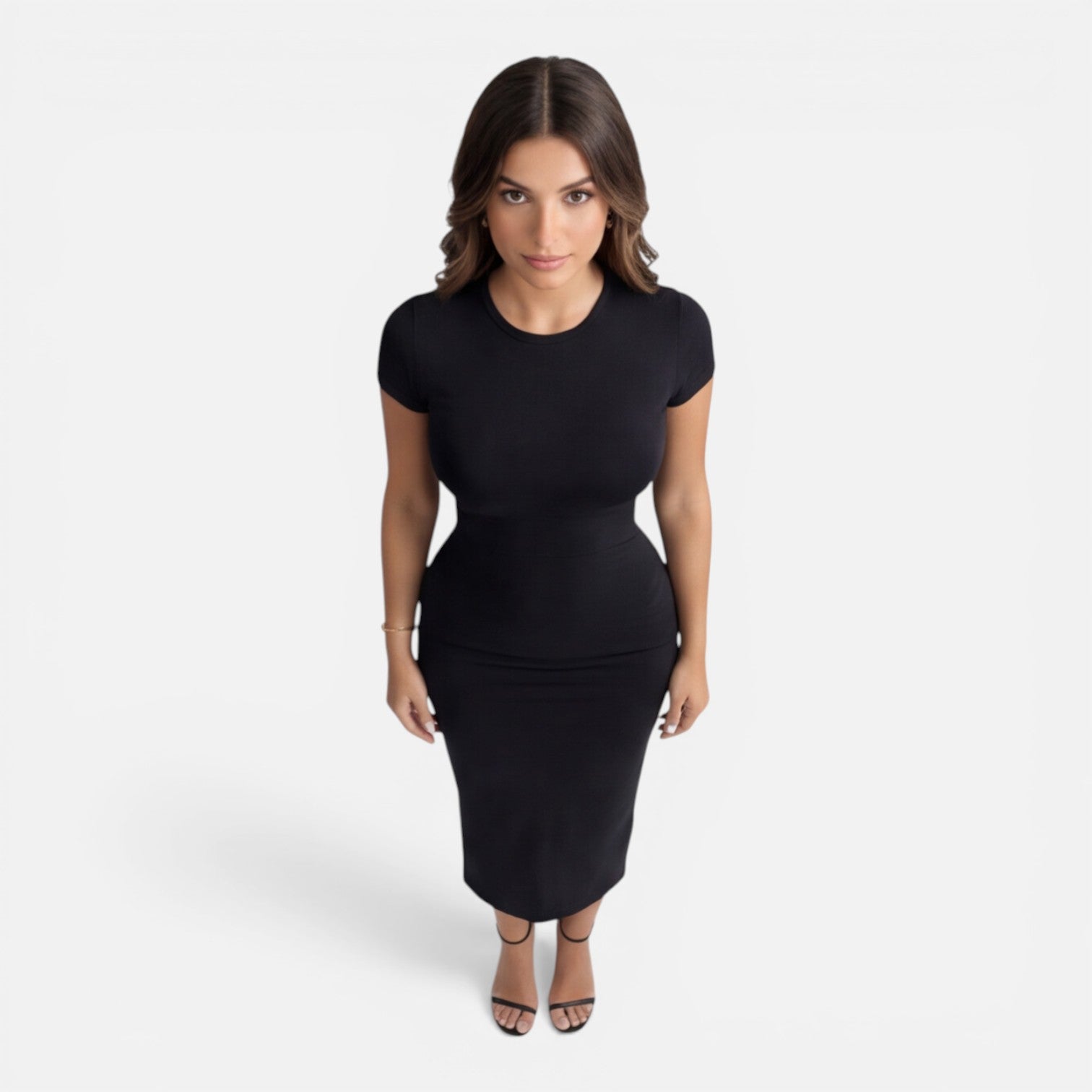 Bodycon Midi Dress for Women | Slim Fit Short Sleeve Elegant Style