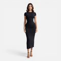 Bodycon Midi Dress for Women | Slim Fit Short Sleeve Elegant Style