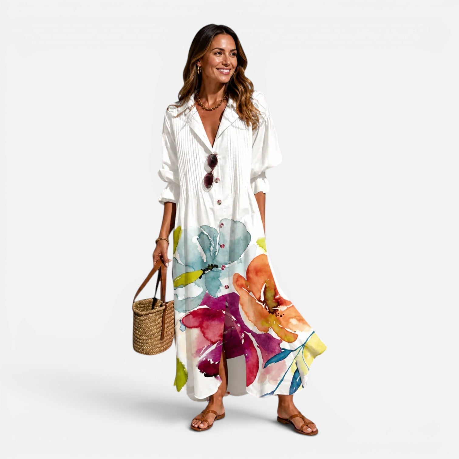 Bohemian Maxi Dress for Women | Lightweight Summer Button Design