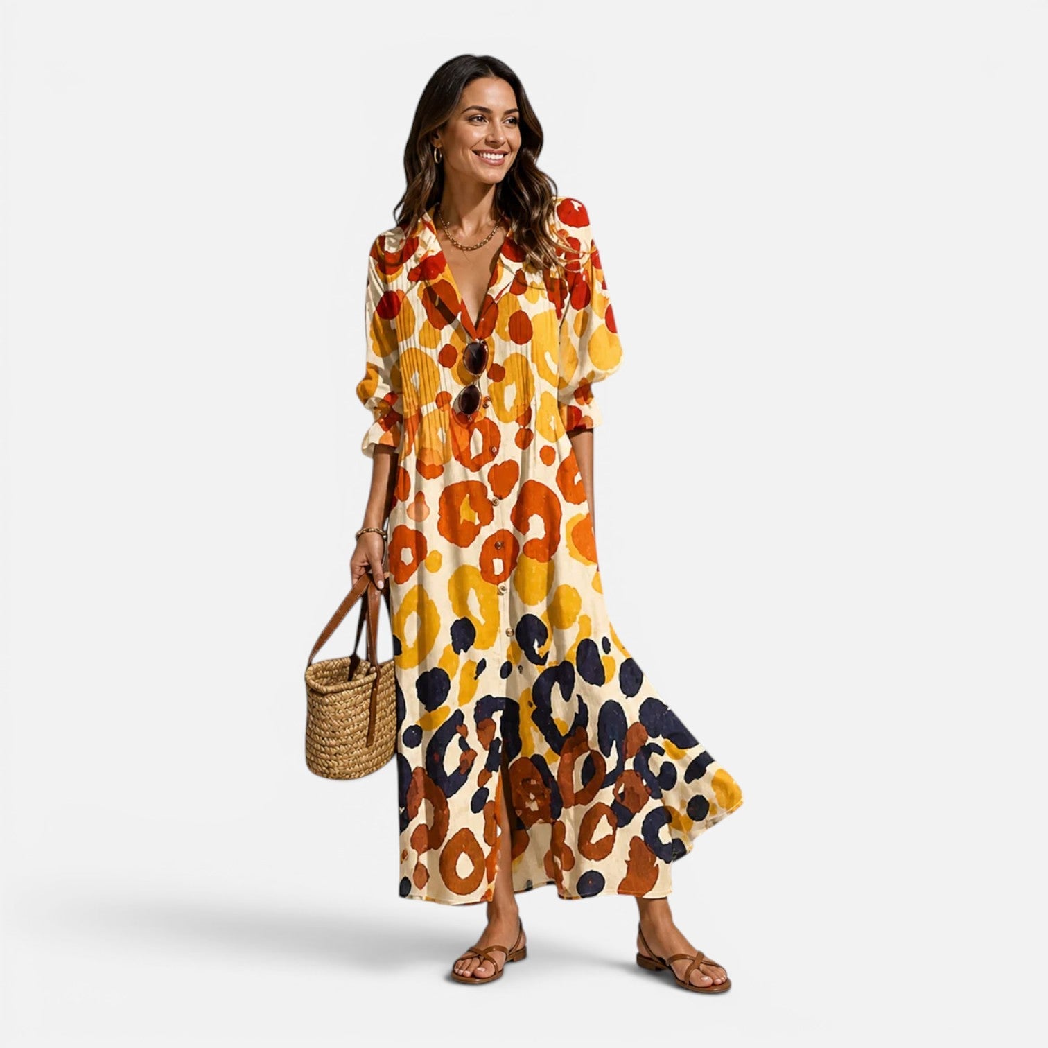 Bohemian Maxi Dress for Women | Lightweight Summer Button Design