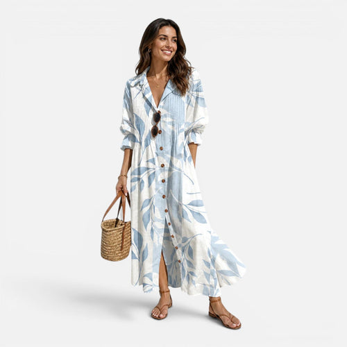 Bohemian Maxi Dress for Women | Lightweight Summer Button Design