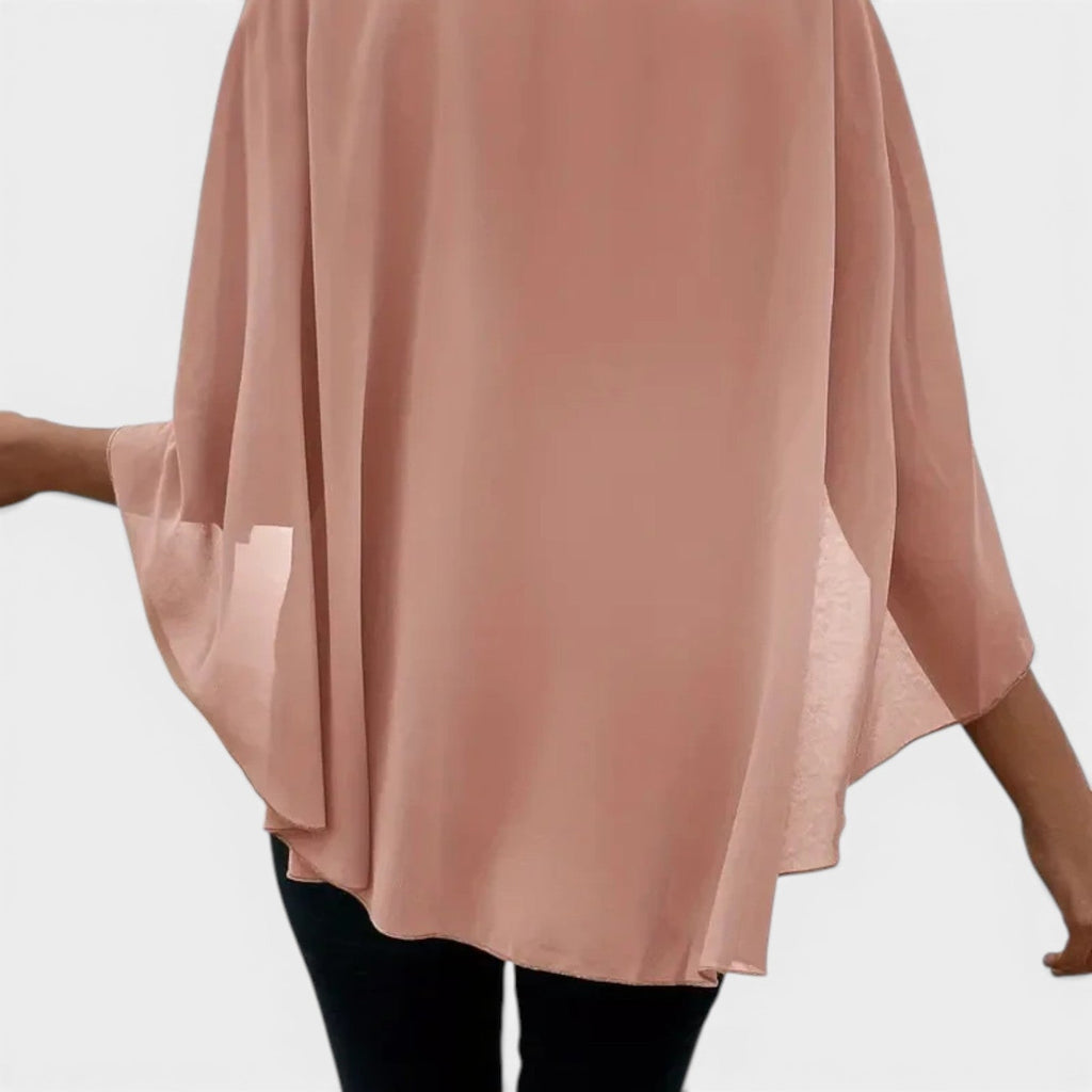Chiffon Cape Sleeve Blouse for Women - Lightweight Elegant Fit Top