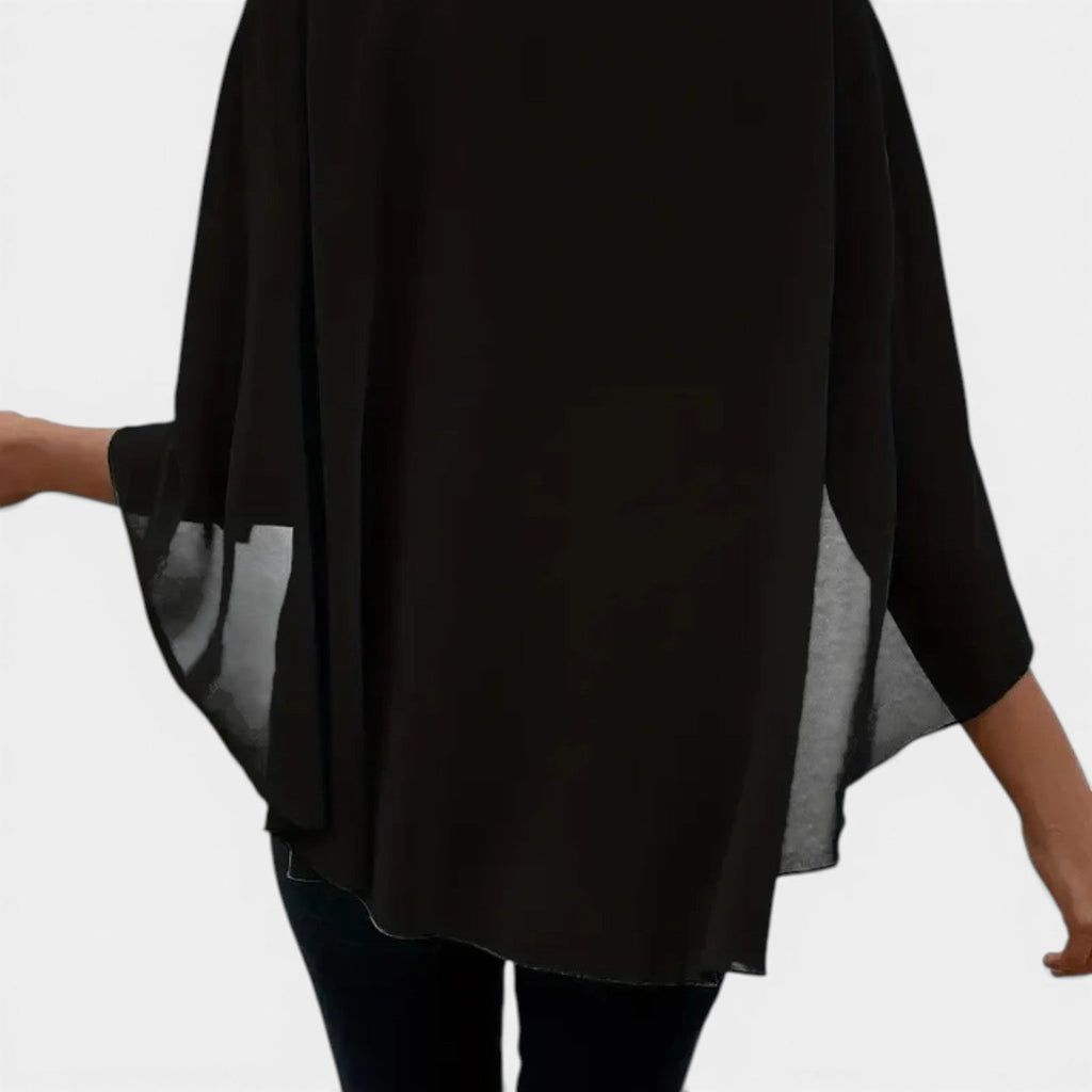 Chiffon Cape Sleeve Blouse for Women - Lightweight Elegant Fit Top