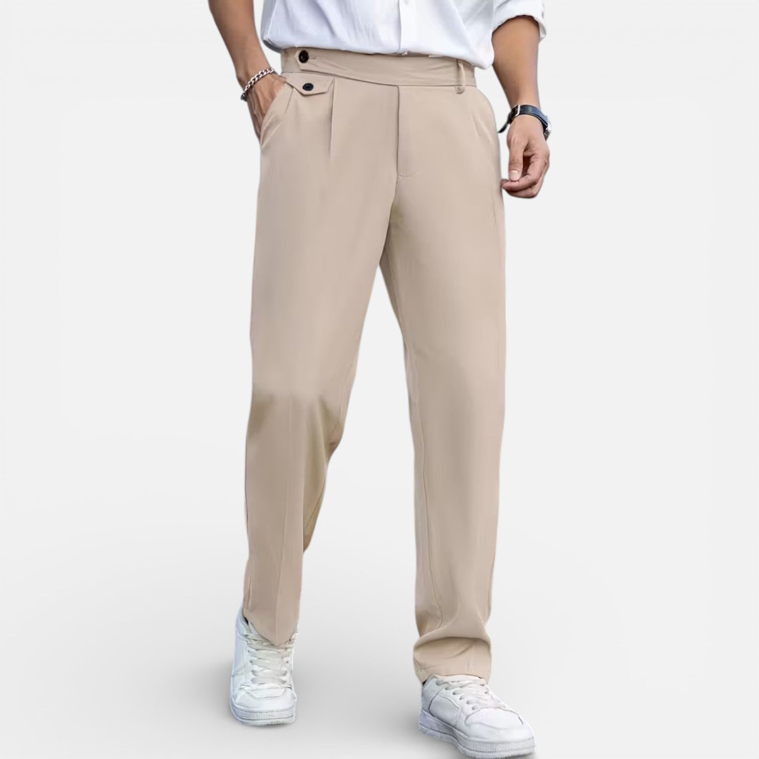 Classic Fit Men's Trousers - Elegant Tailored Style for Formal Wear