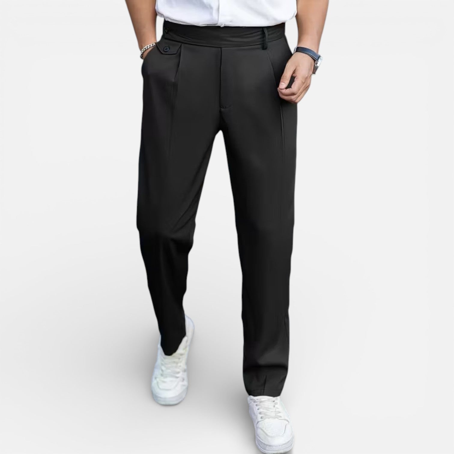 Classic Fit Men's Trousers - Elegant Tailored Style for Formal Wear