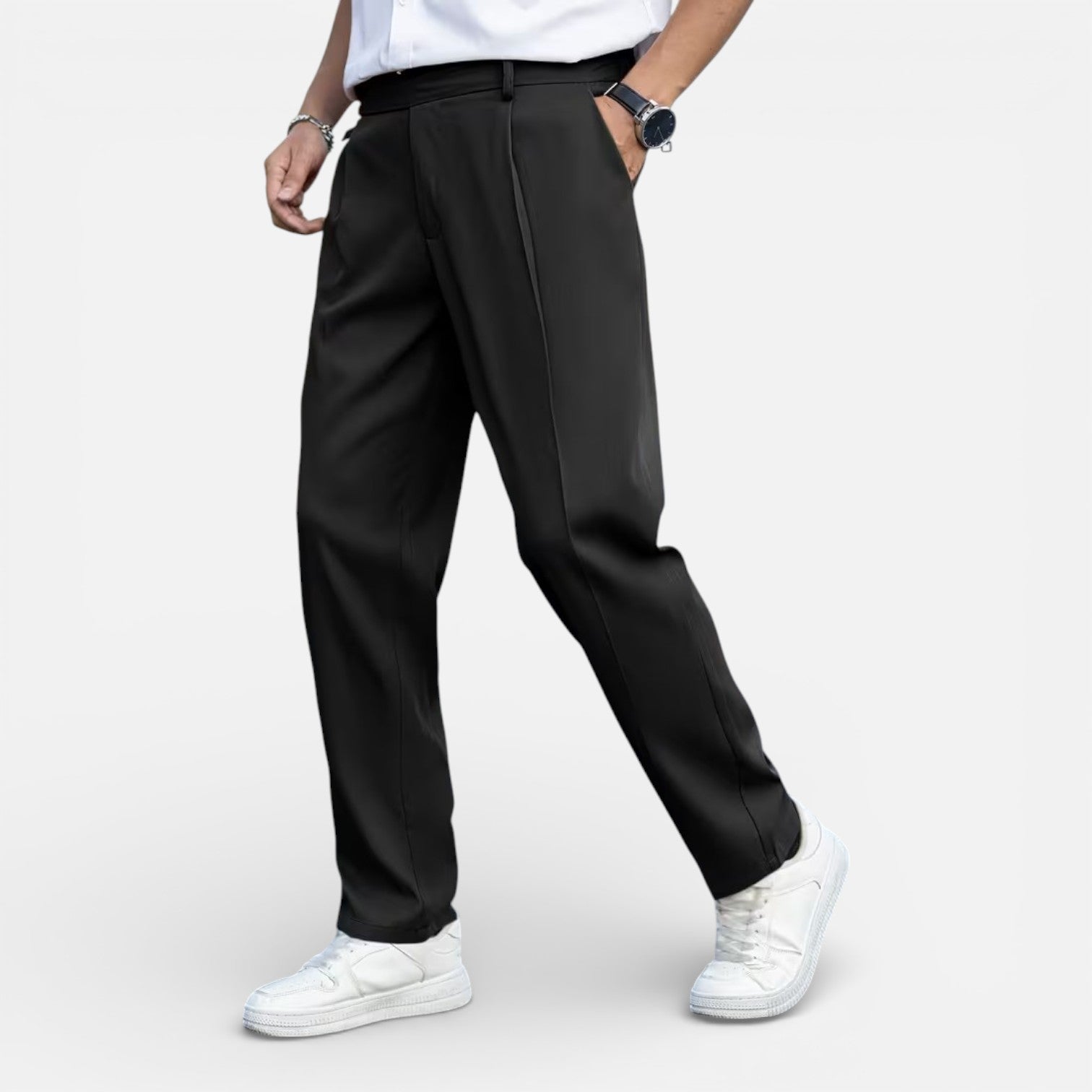 Classic Fit Men's Trousers - Elegant Tailored Style for Formal Wear