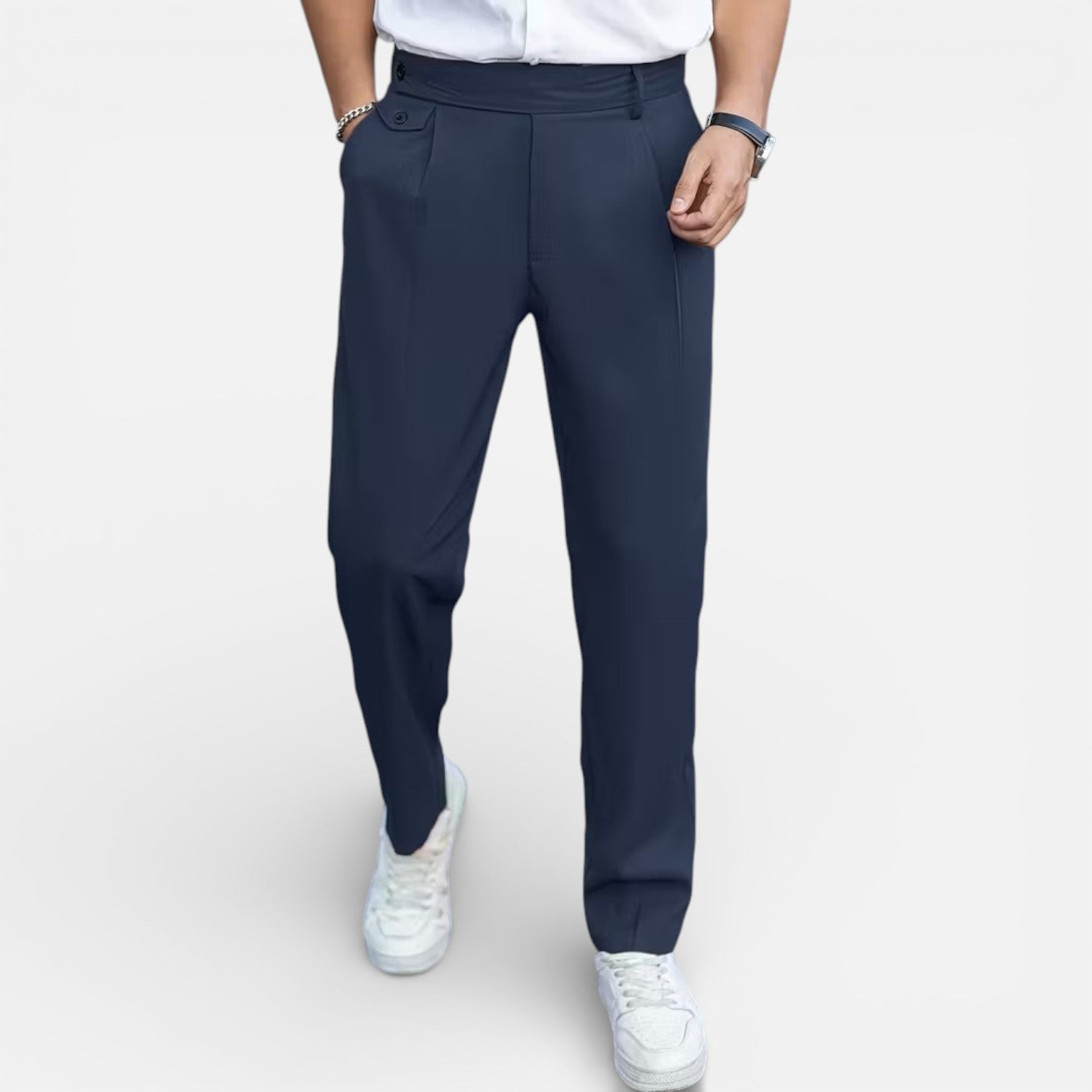 Classic Fit Men's Trousers - Elegant Tailored Style for Formal Wear