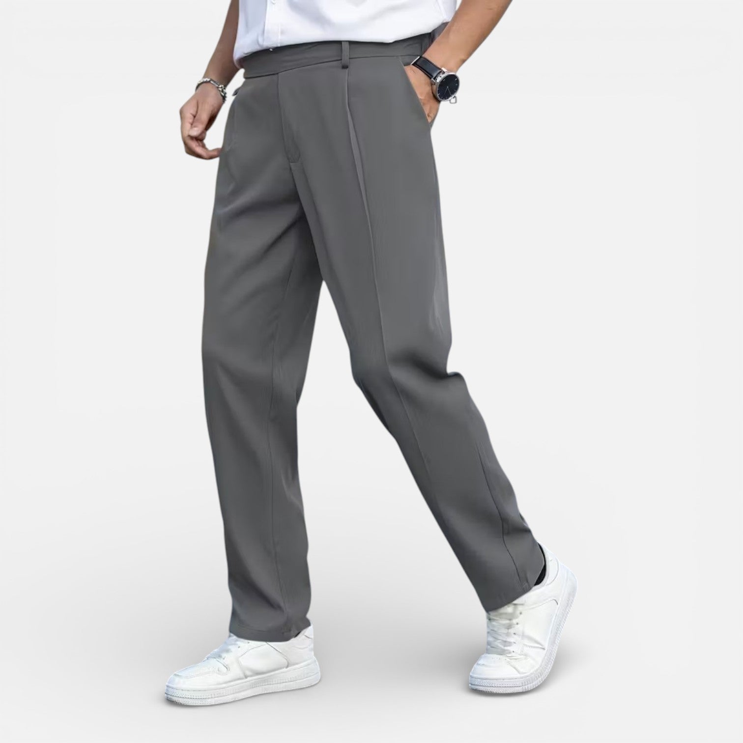 Classic Fit Men's Trousers - Elegant Tailored Style for Formal Wear