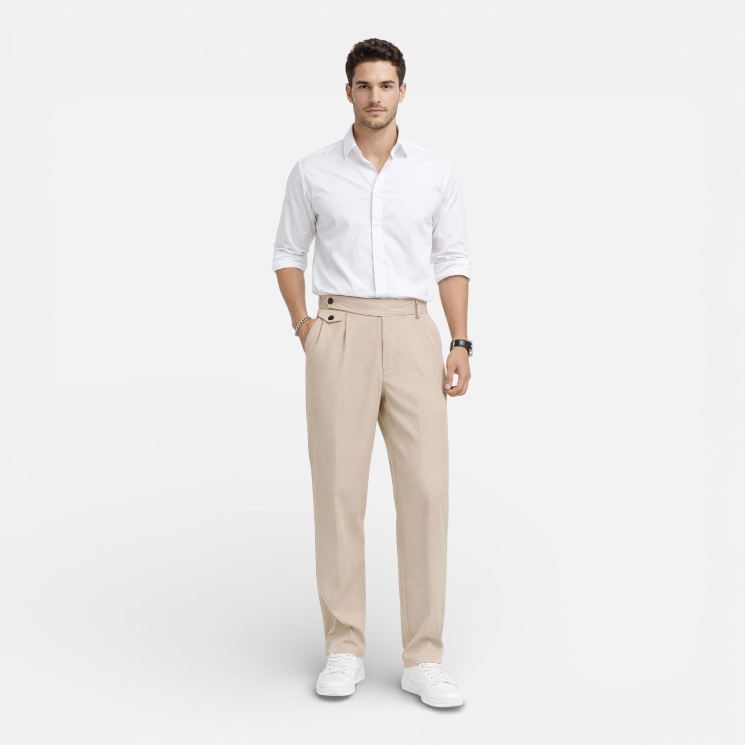 Classic Fit Men's Trousers - Elegant Tailored Style for Formal Wear