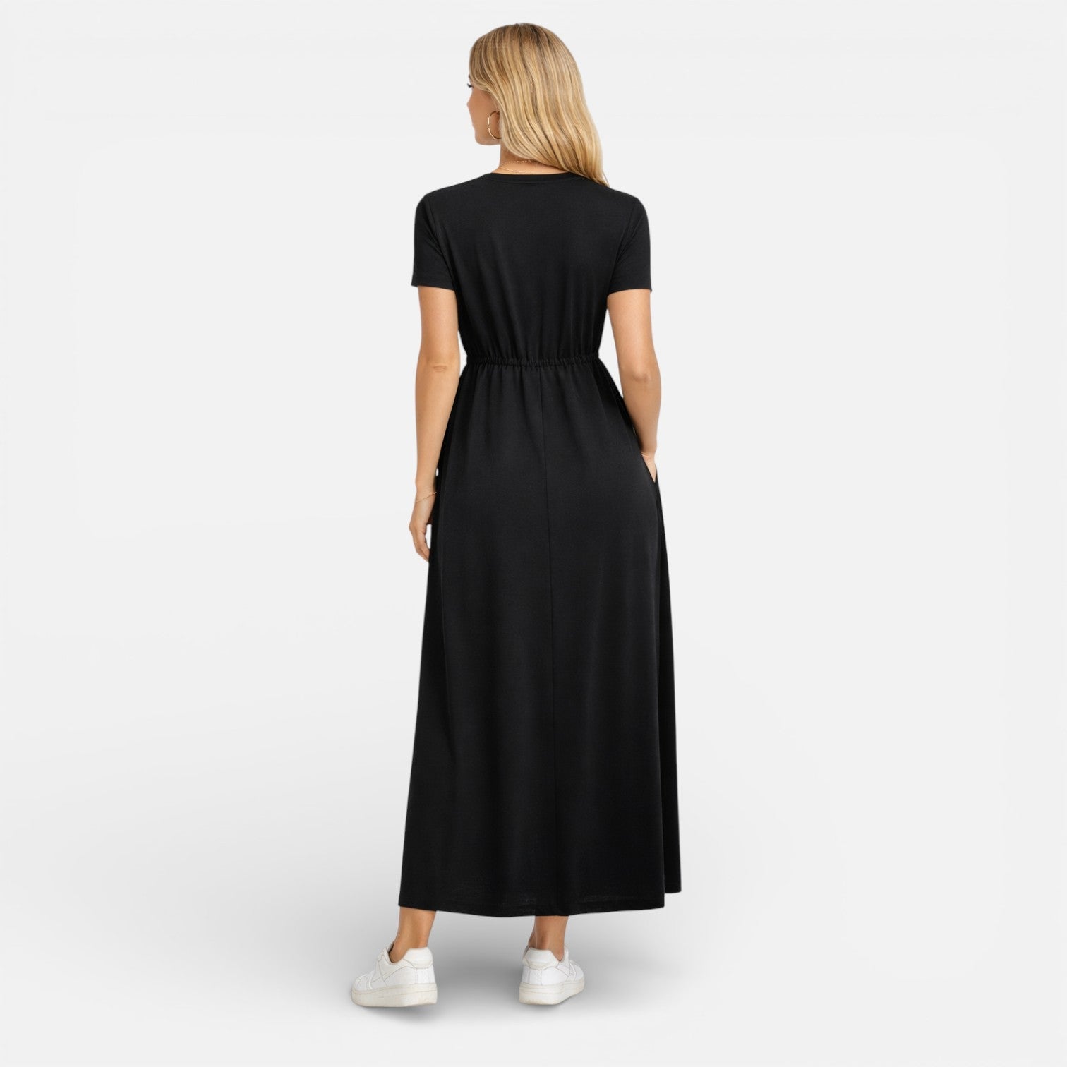 Cotton Maxi Dress for Women - Classic Short Sleeve Casual Wear