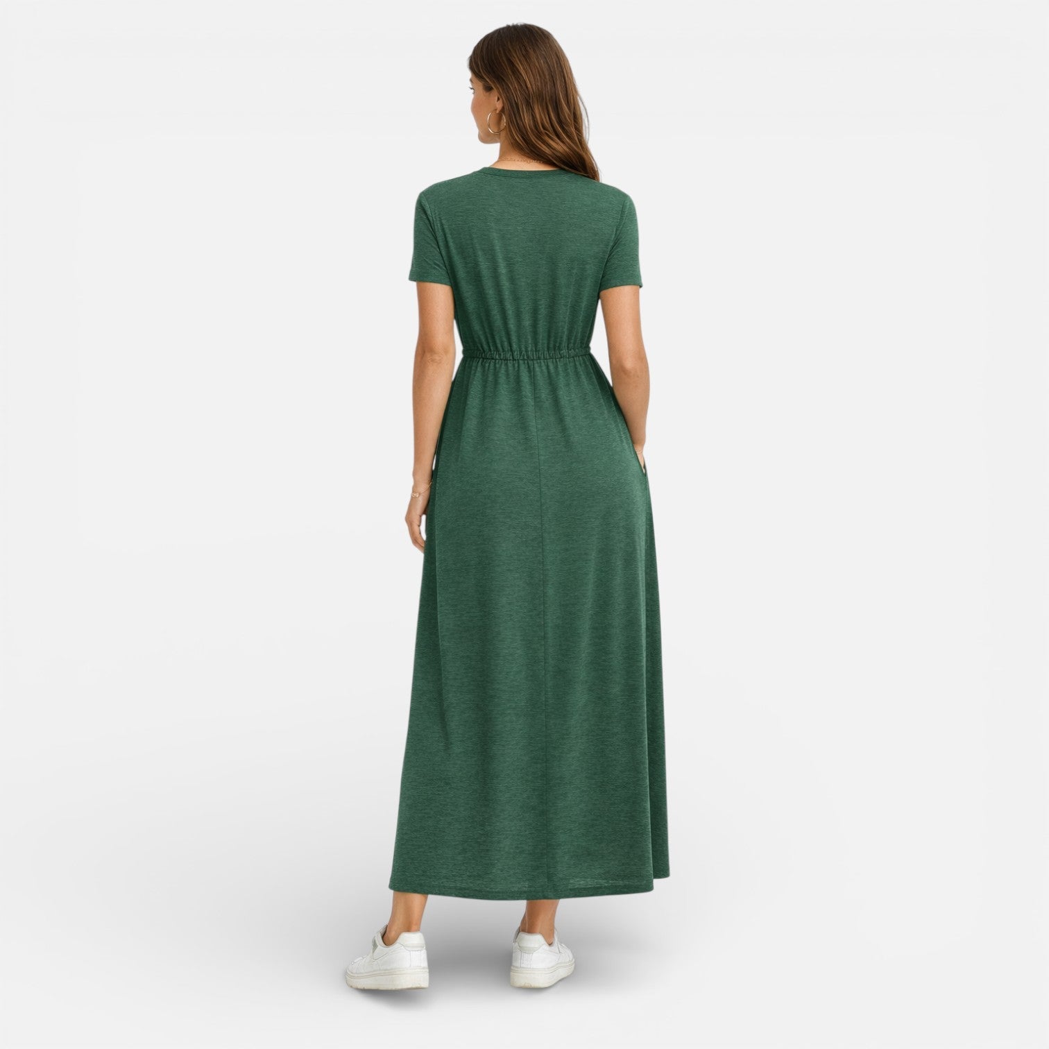 Cotton Maxi Dress for Women - Classic Short Sleeve Casual Wear