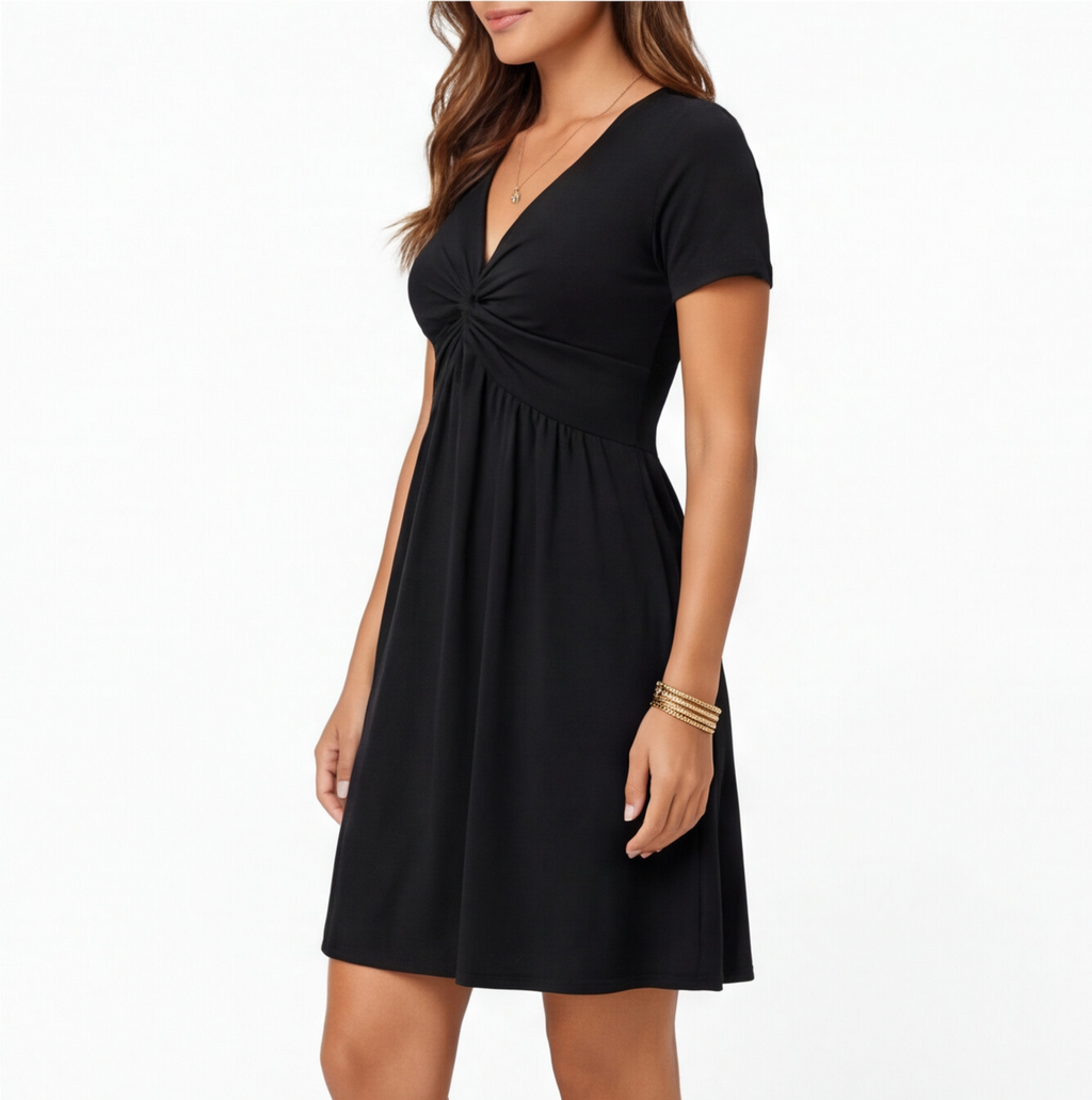Cotton V-Neck Summer Dress for Women - Casual Comfortable Fit