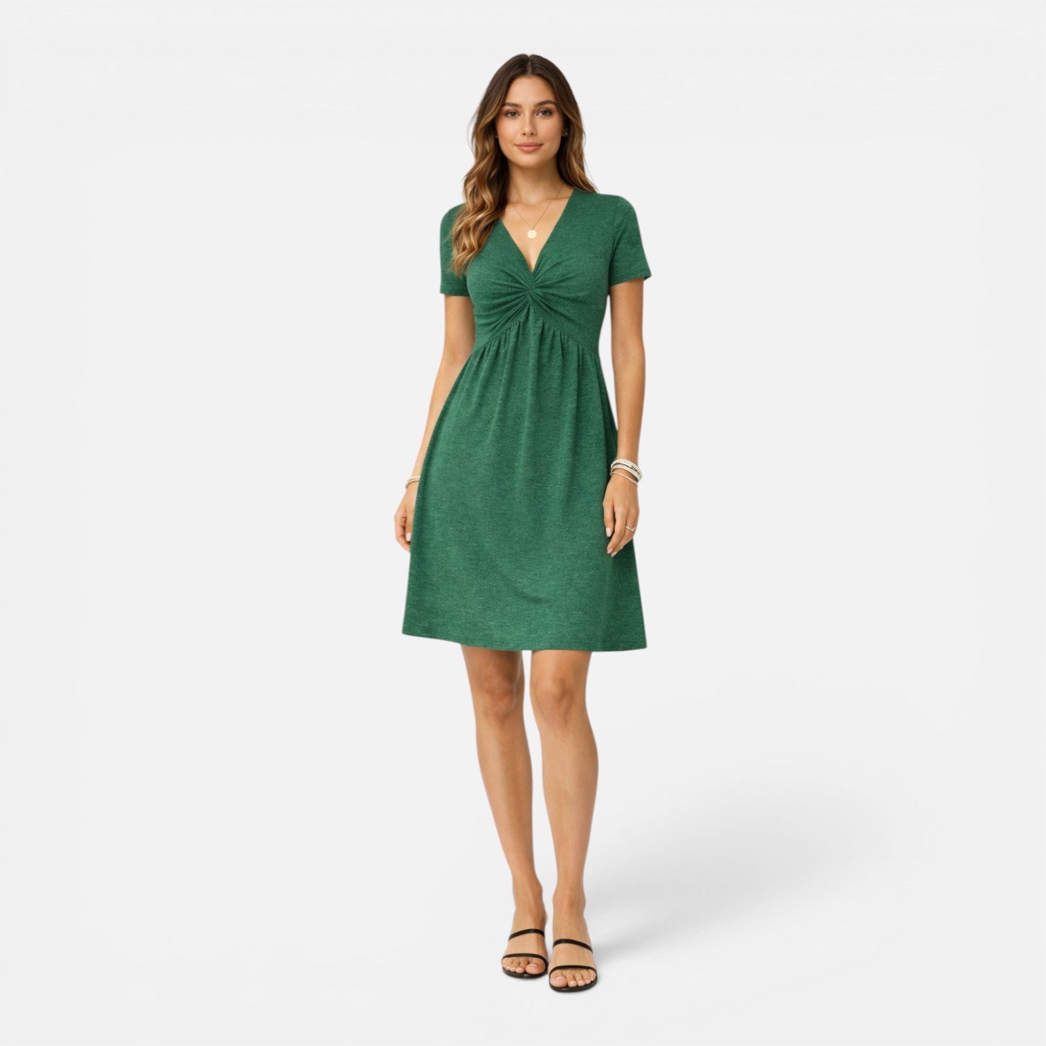 Cotton V-Neck Summer Dress for Women - Casual Comfortable Fit