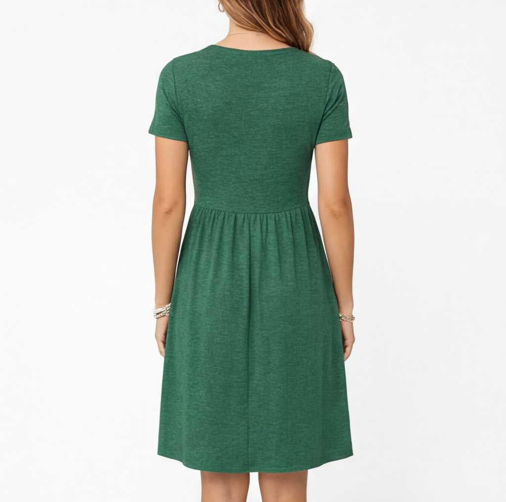 Cotton V-Neck Summer Dress for Women - Casual Comfortable Fit