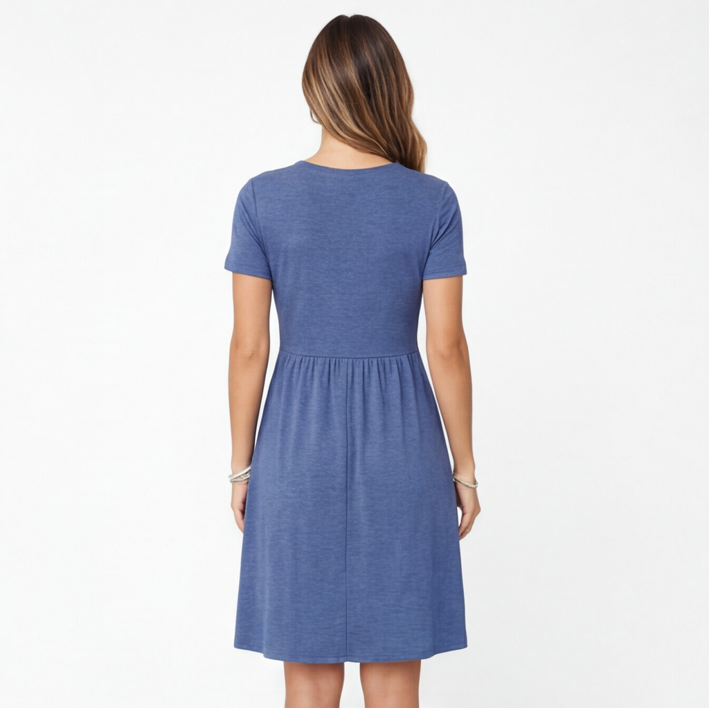Cotton V-Neck Summer Dress for Women - Casual Comfortable Fit