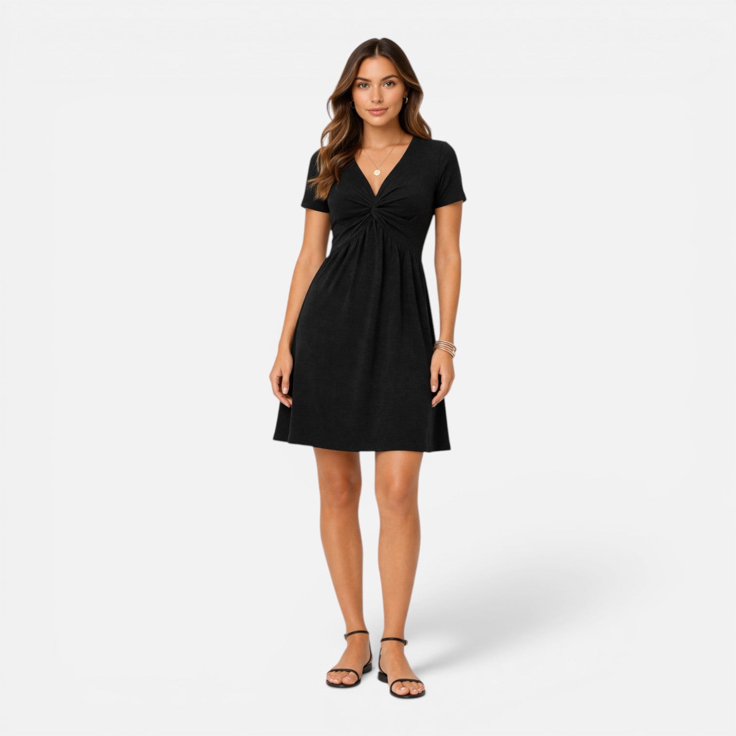 Cotton V-Neck Summer Dress for Women - Casual Comfortable Fit