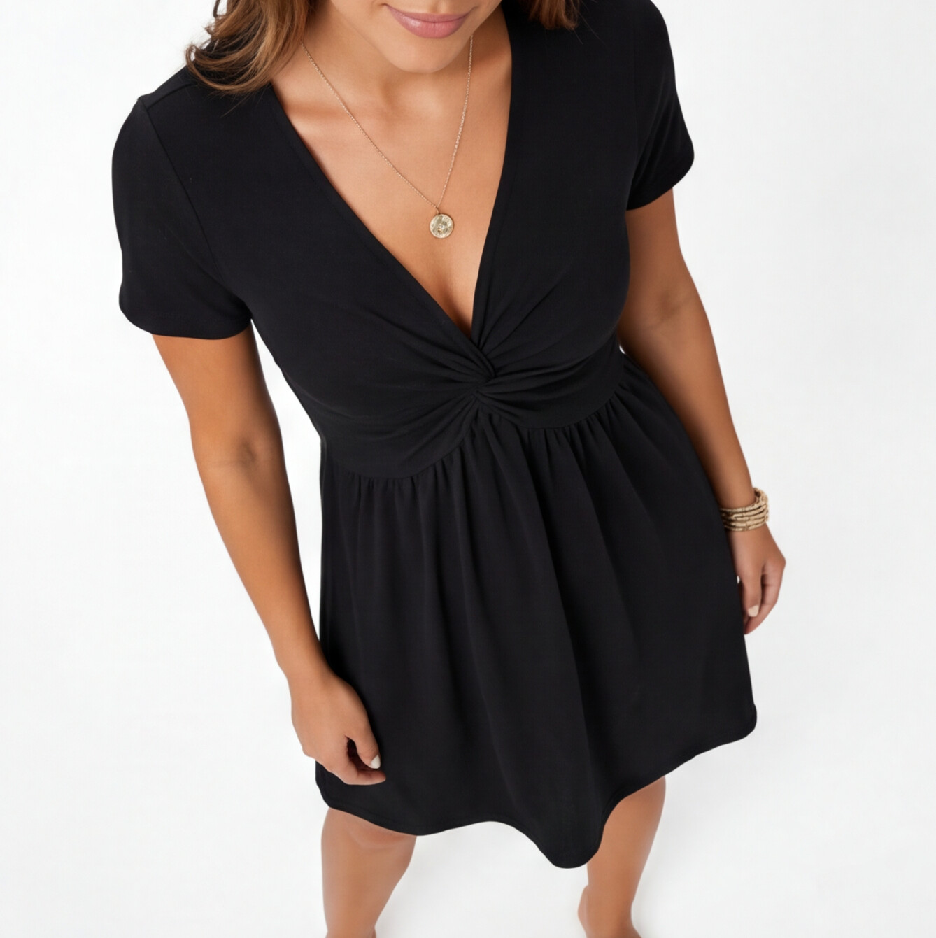 Cotton V-Neck Summer Dress for Women - Casual Comfortable Fit