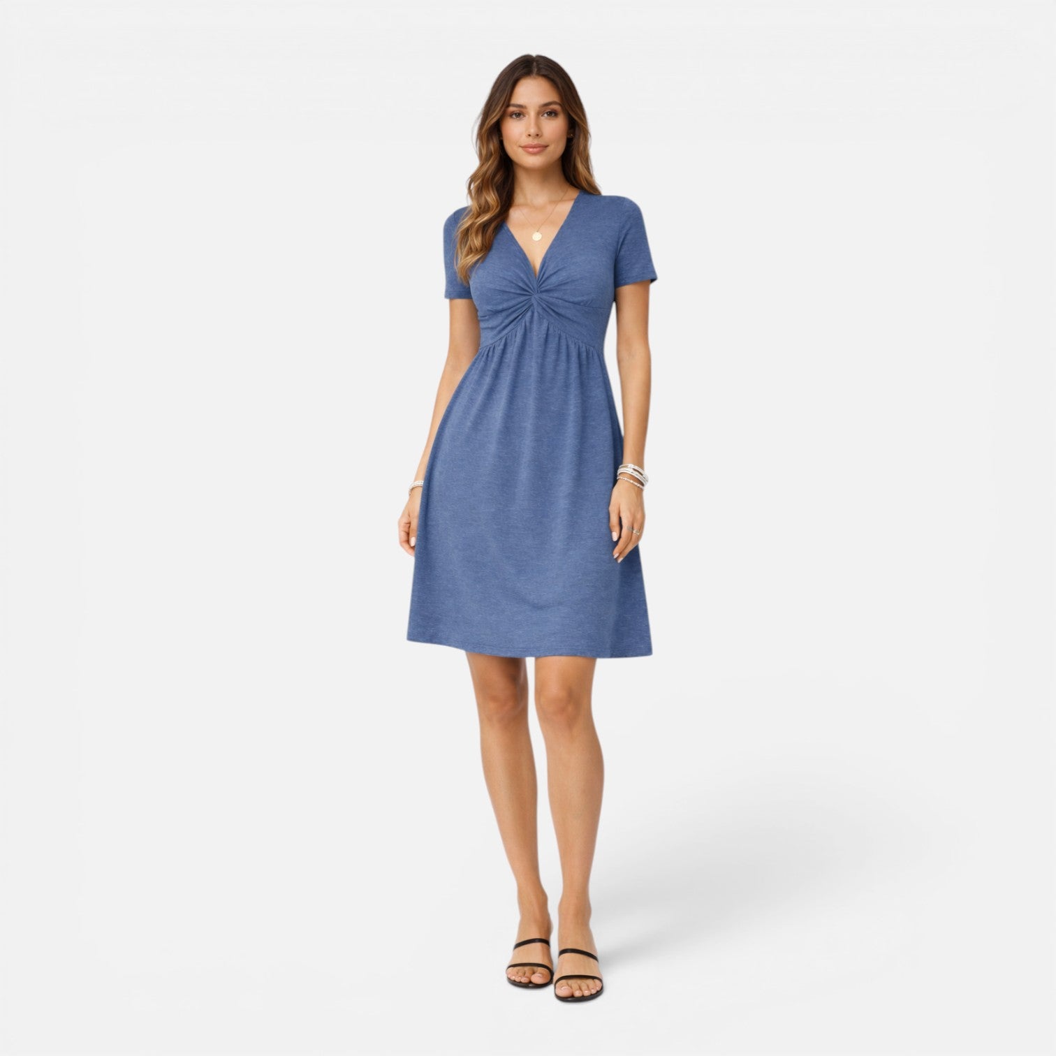 Cotton V-Neck Summer Dress for Women - Casual Comfortable Fit