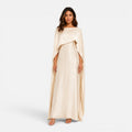 Draped Sleeve Maxi Dress for Women - Elegant Evening Wear, Soft Fabric