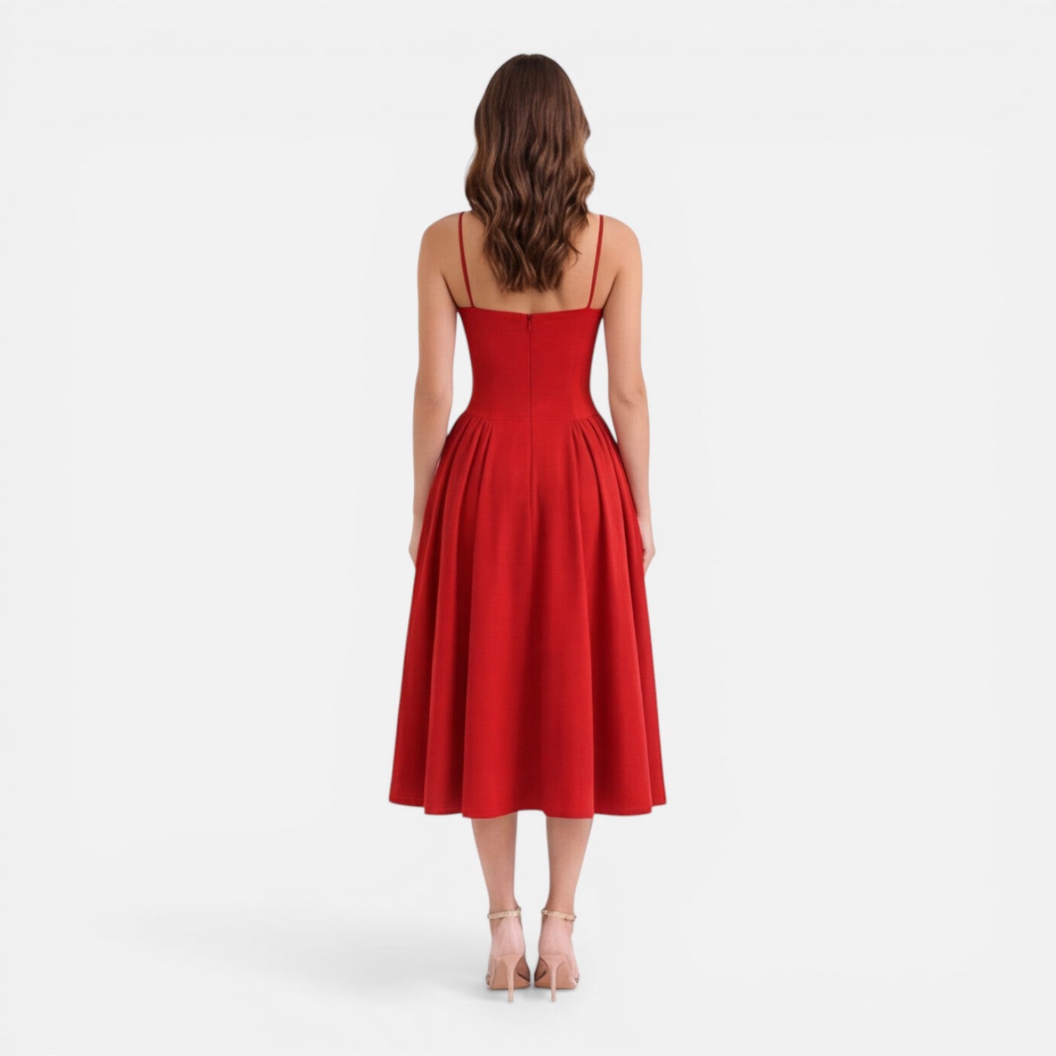 Elegant A-Line Midi Dress for Women | Wedding Guest Outfit in Soft Fabric