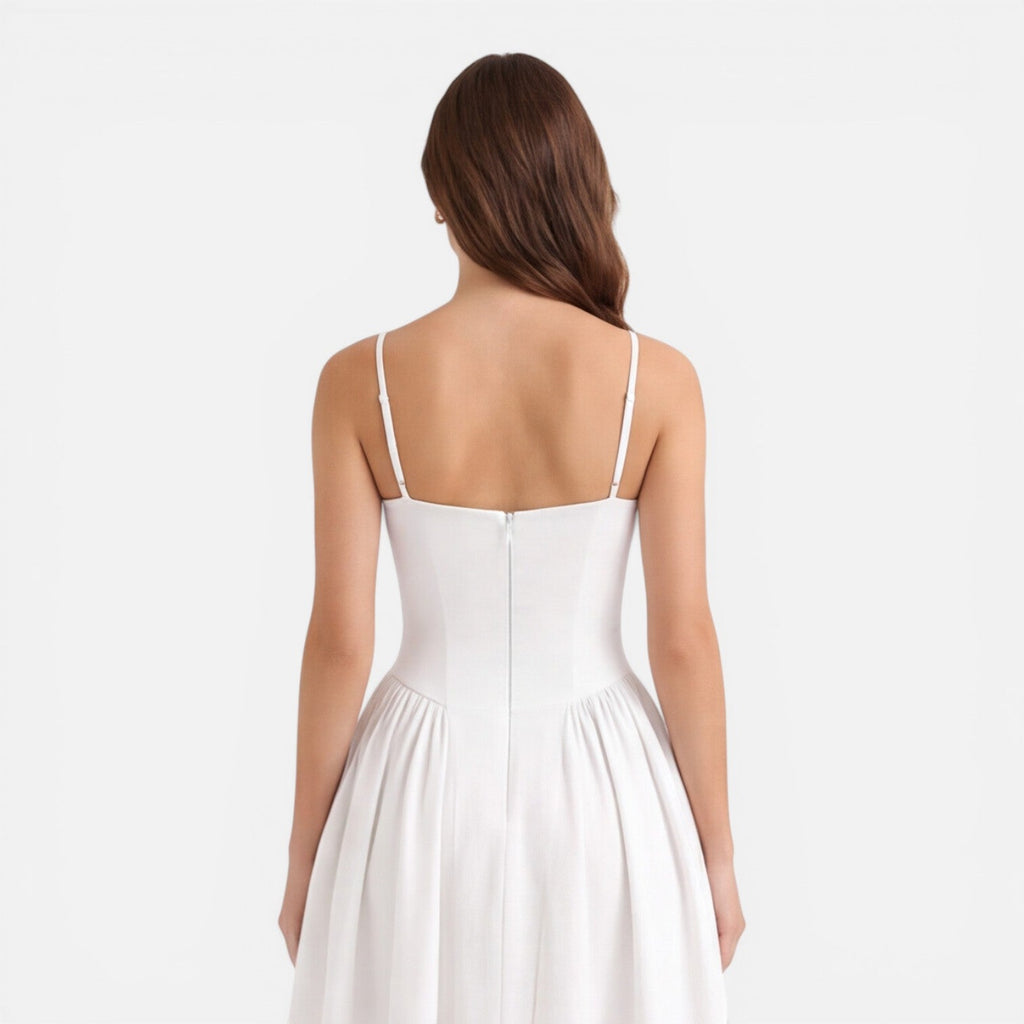 Elegant A-Line Midi Dress for Women | Wedding Guest Outfit in Soft Fabric