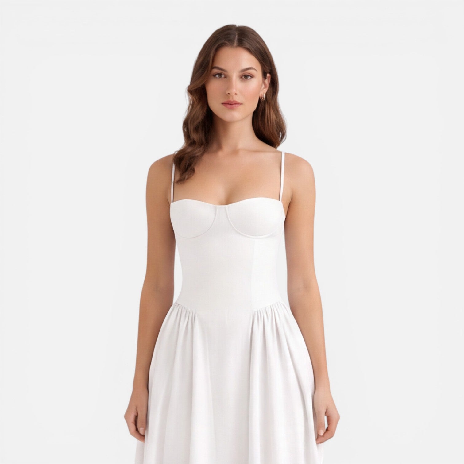 Elegant A-Line Midi Dress for Women | Wedding Guest Outfit in Soft Fabric