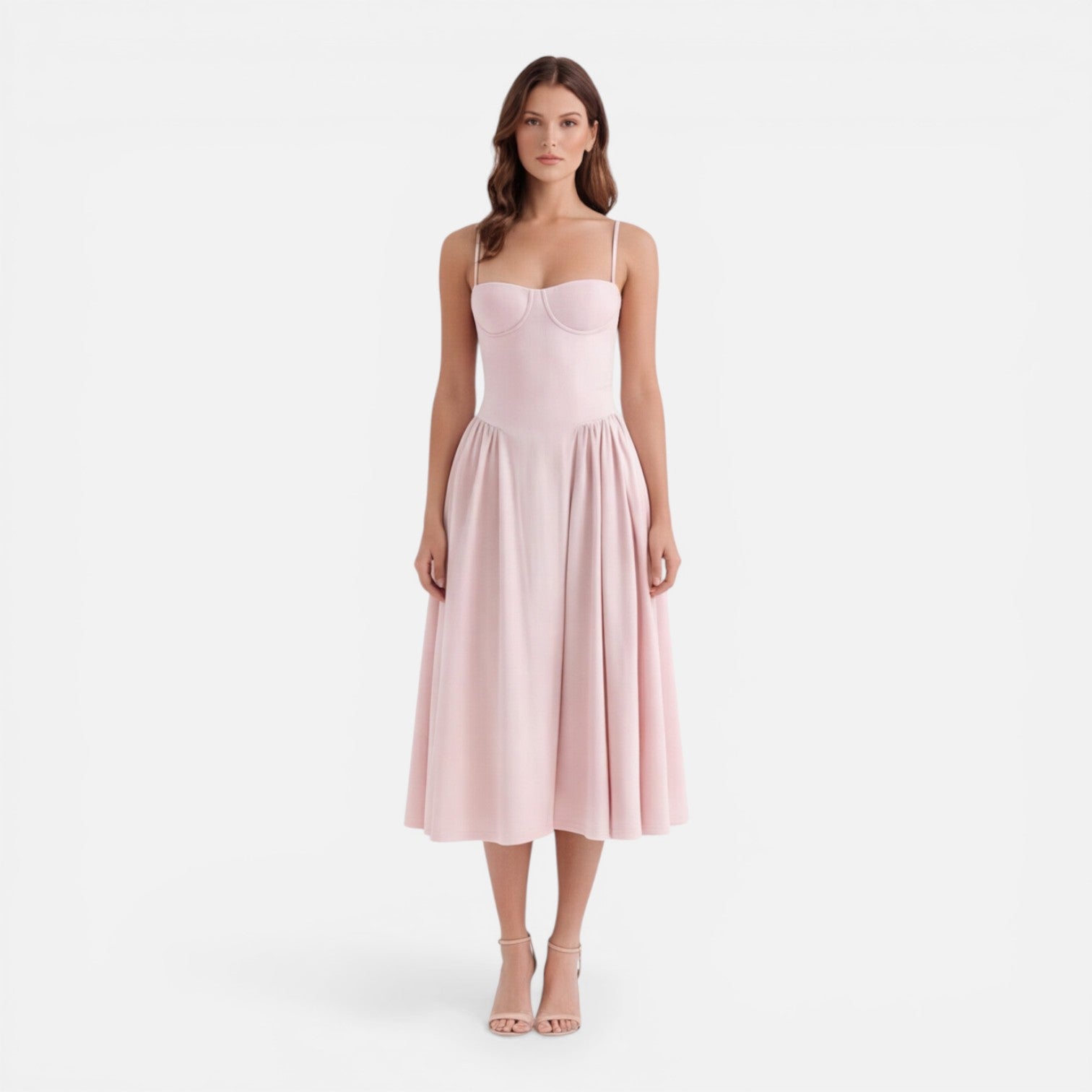 Elegant A-Line Midi Dress for Women | Wedding Guest Outfit in Soft Fabric