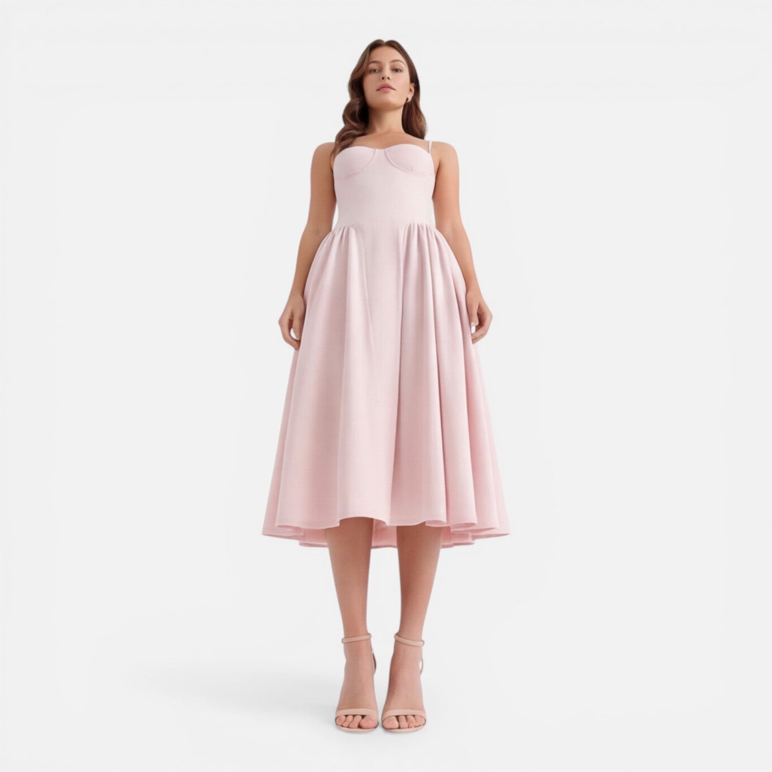 Elegant A-Line Midi Dress for Women | Wedding Guest Outfit in Soft Fabric