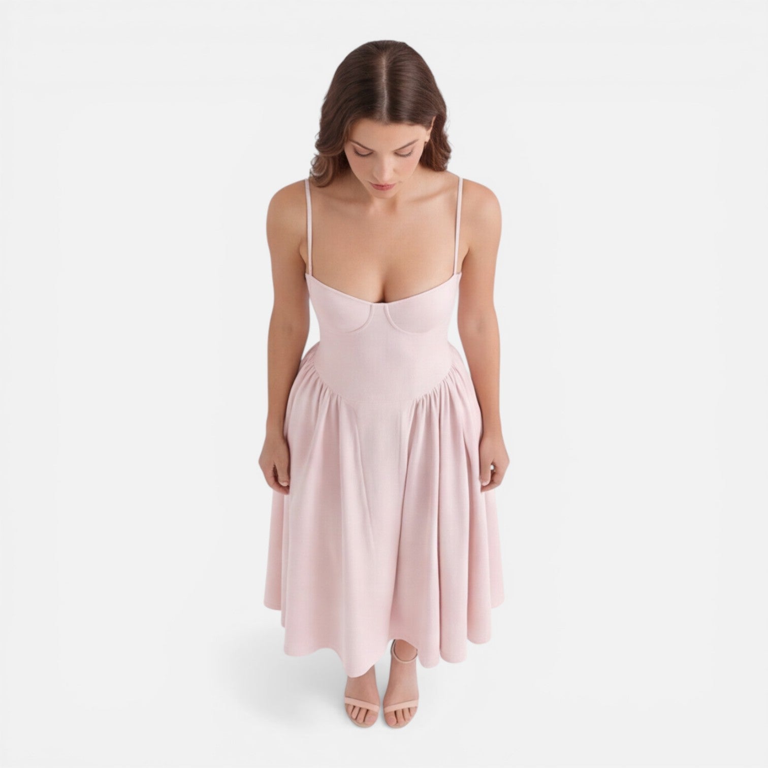 Elegant A-Line Midi Dress for Women | Wedding Guest Outfit in Soft Fabric