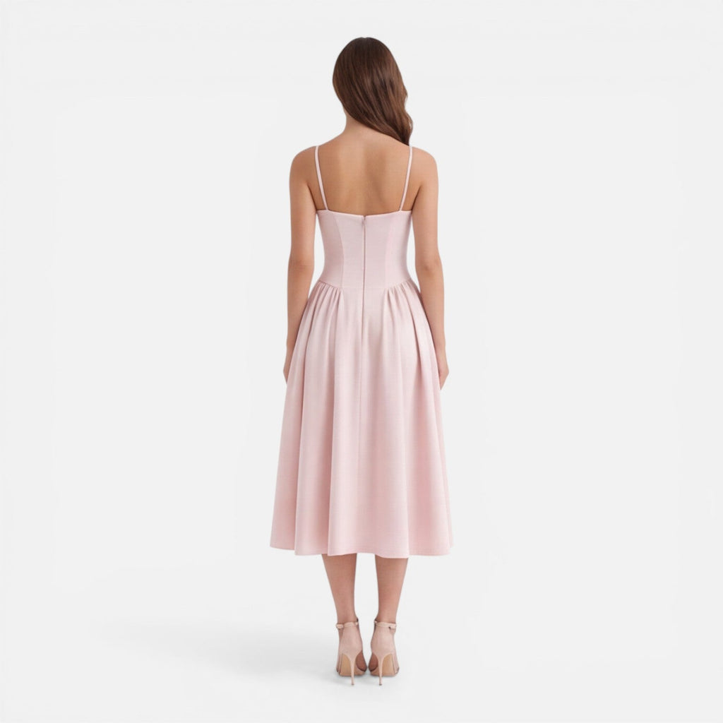 Elegant A-Line Midi Dress for Women | Wedding Guest Outfit in Soft Fabric
