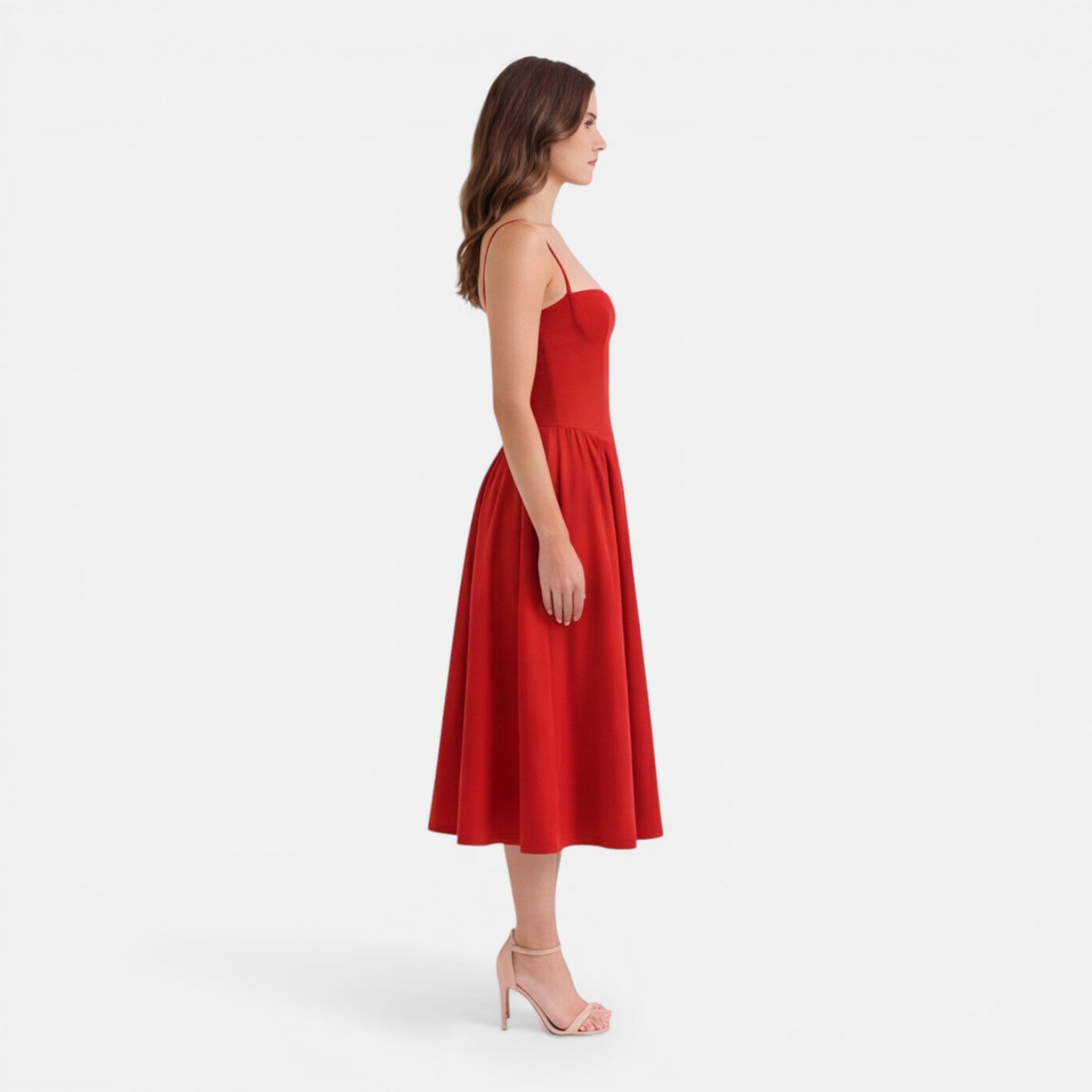 Elegant A-Line Midi Dress for Women | Wedding Guest Outfit in Soft Fabric