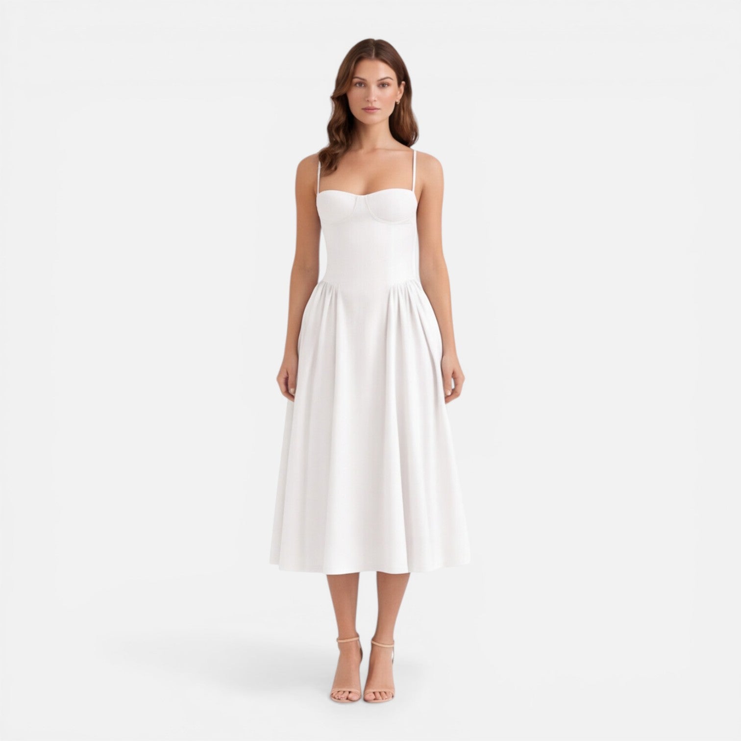 Elegant A-Line Midi Dress for Women | Wedding Guest Outfit in Soft Fabric