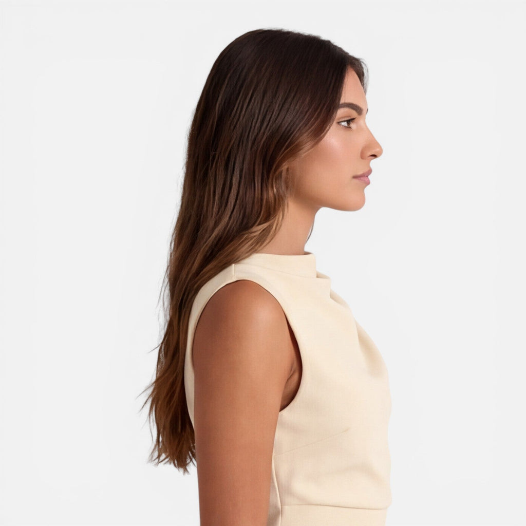 Elegant Sleeveless Mini Dress with Draped Neckline for Women