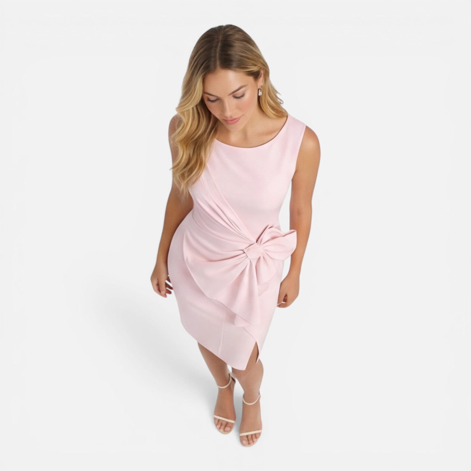 Elegant Slim Fit Cocktail Dress with Bow Waist for Women - Party Wear