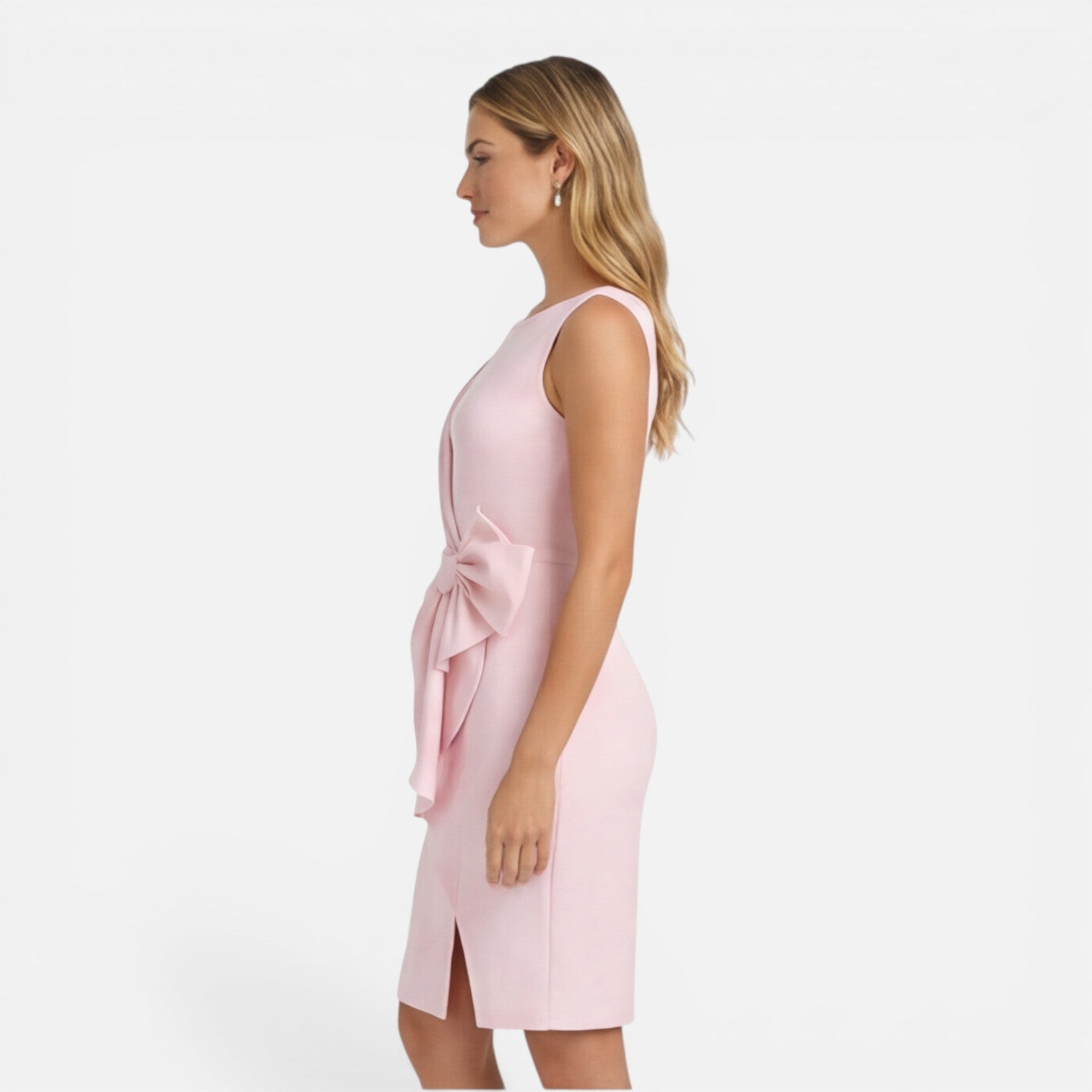 Elegant Slim Fit Cocktail Dress with Bow Waist for Women - Party Wear
