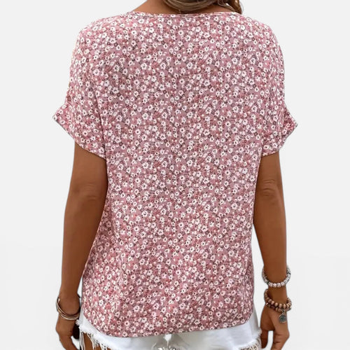 Floral Cotton Blouse for Women | Lightweight Casual Button-Front Top