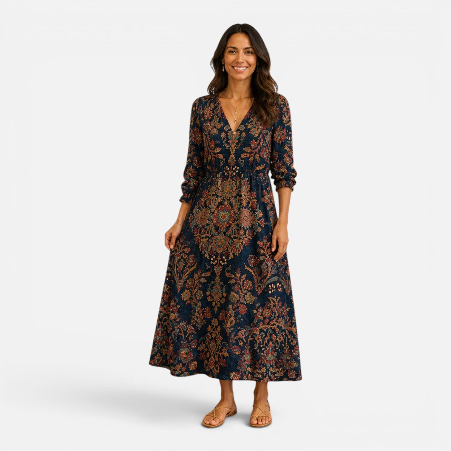 Floral Midi Dress for Women | Lightweight Fabric | Casual Summer Wear