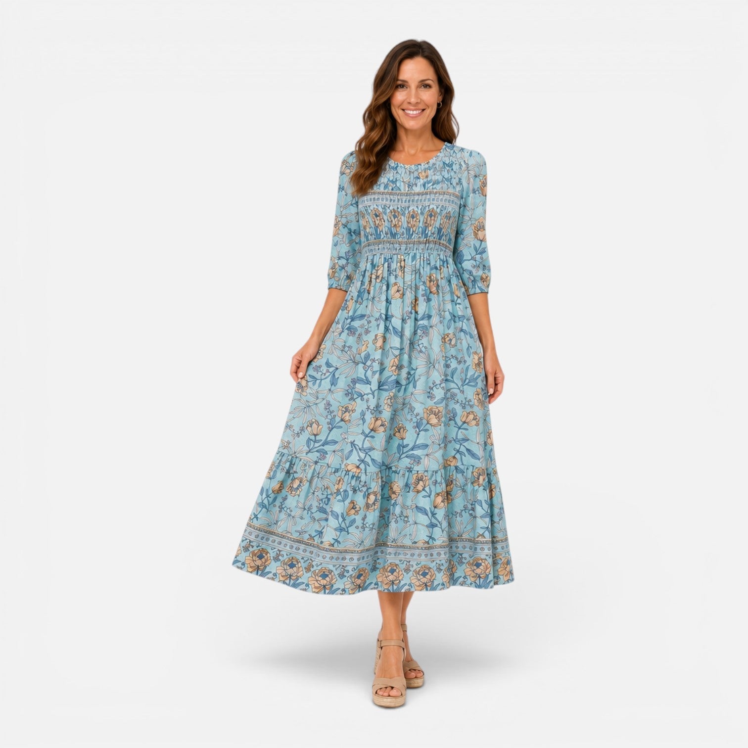 Floral Midi Dress for Women | Lightweight Summer Casual Wear