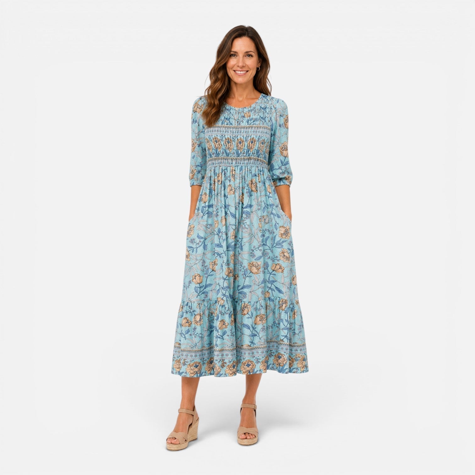 Floral Midi Dress for Women | Lightweight Summer Casual Wear