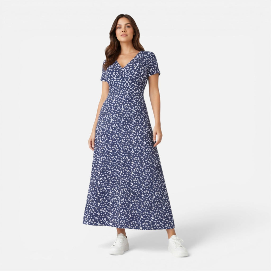 Floral V-Neck Midi Dress | Elegant Summer Style for Women’s Occasions