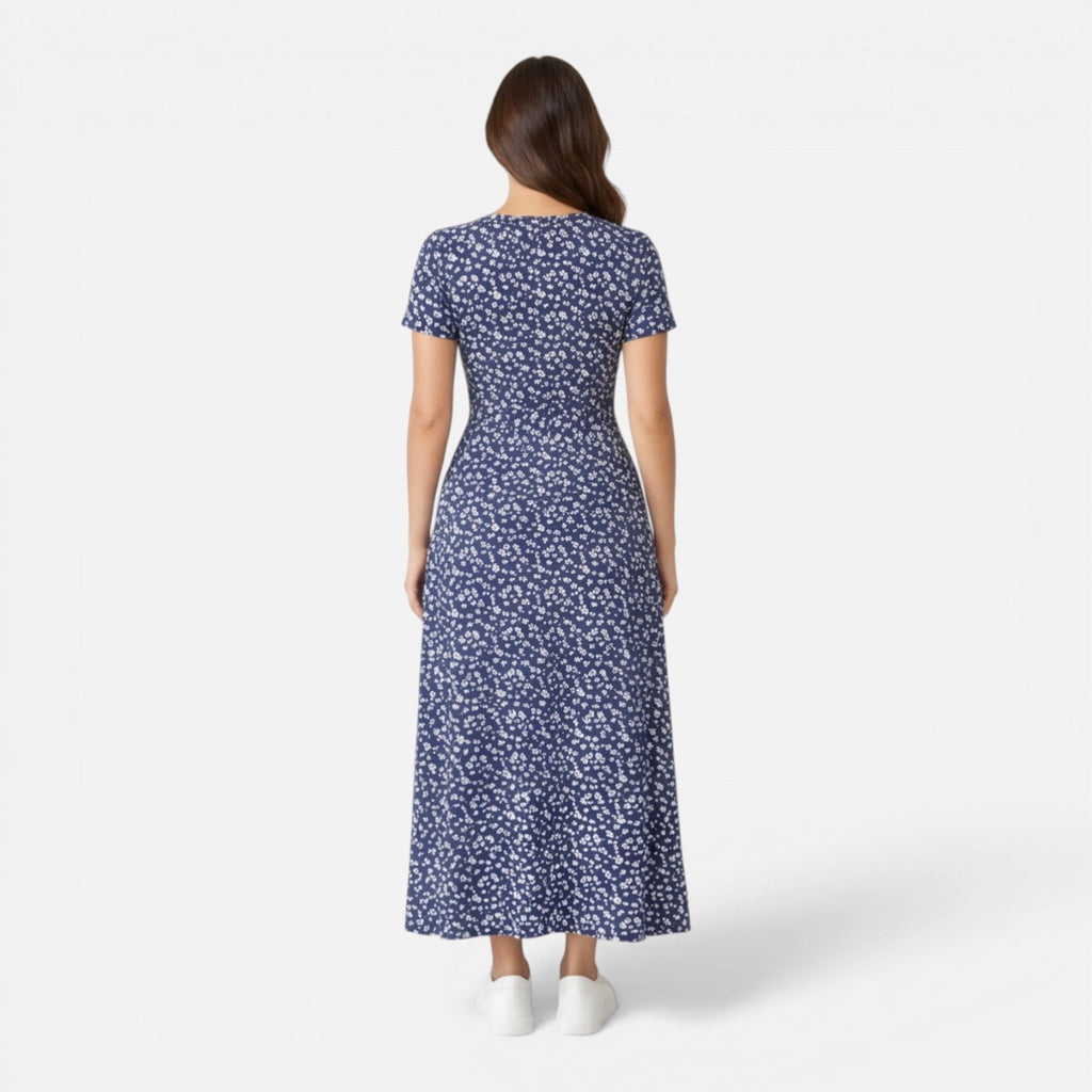 Floral V-Neck Midi Dress | Elegant Summer Style for Women’s Occasions