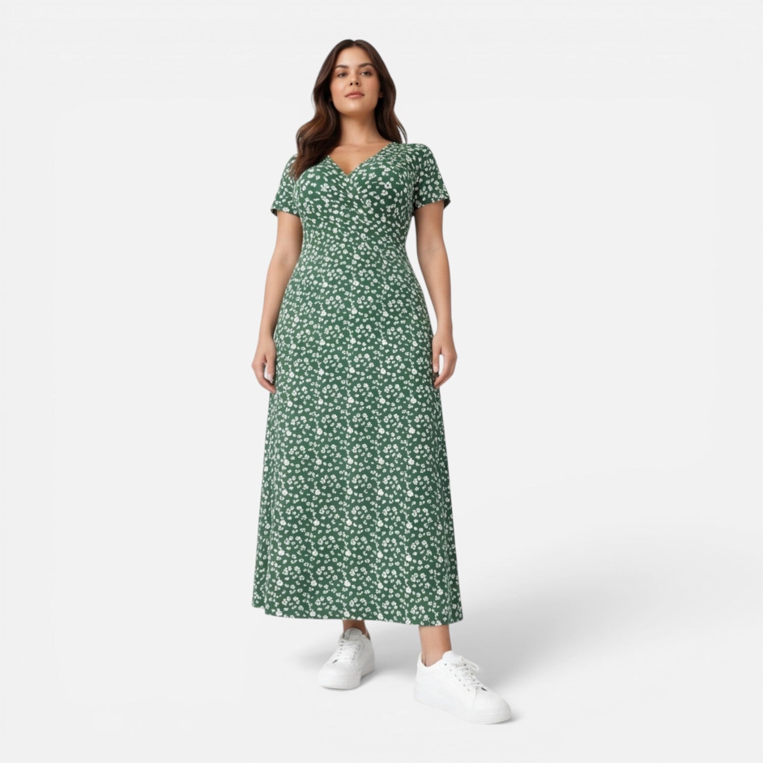 Floral V-Neck Midi Dress | Elegant Summer Style for Women’s Occasions