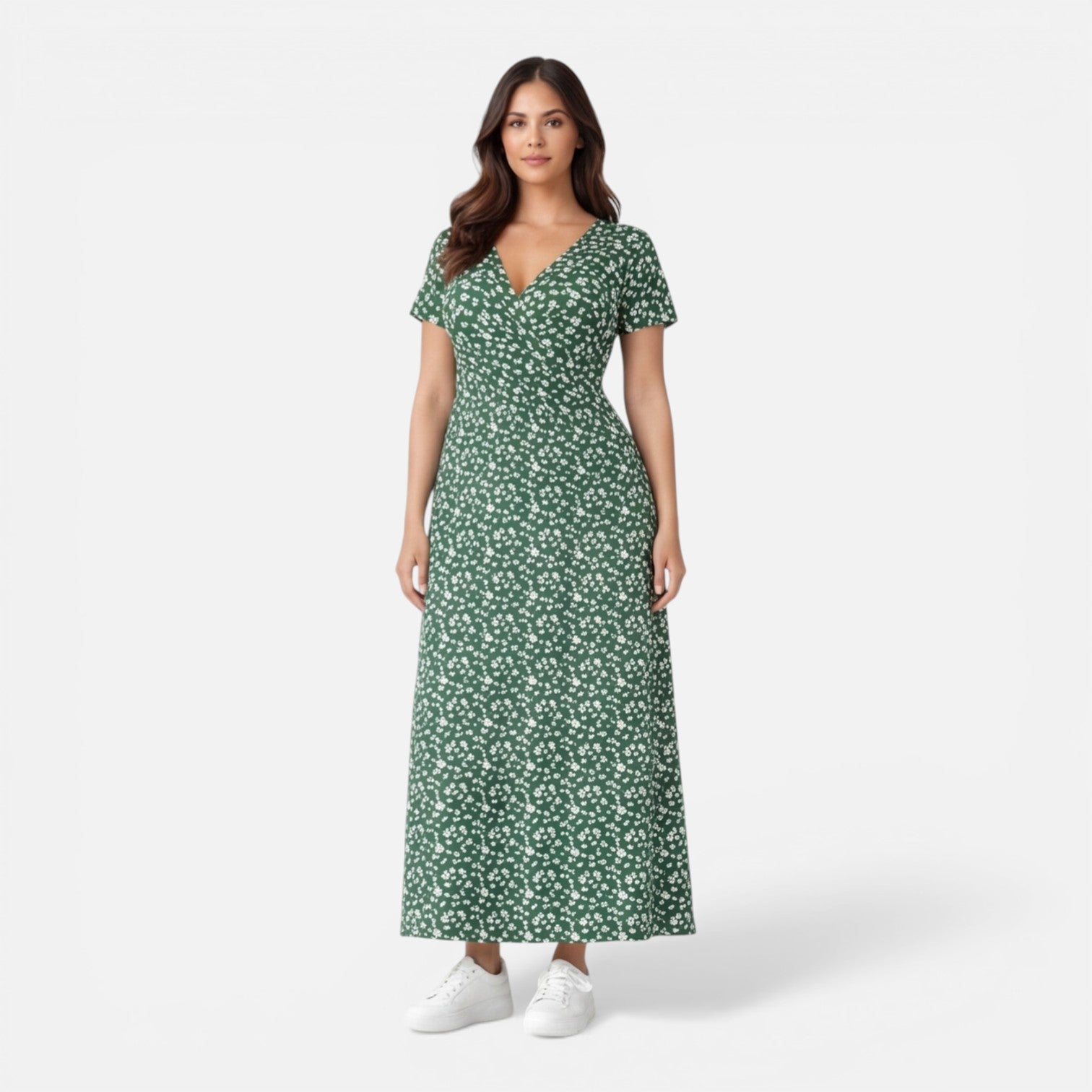 Floral V-Neck Midi Dress | Elegant Summer Style for Women’s Occasions