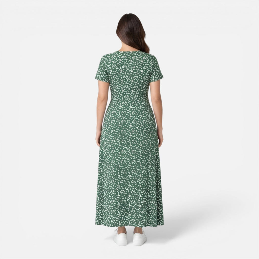 Floral V-Neck Midi Dress | Elegant Summer Style for Women’s Occasions