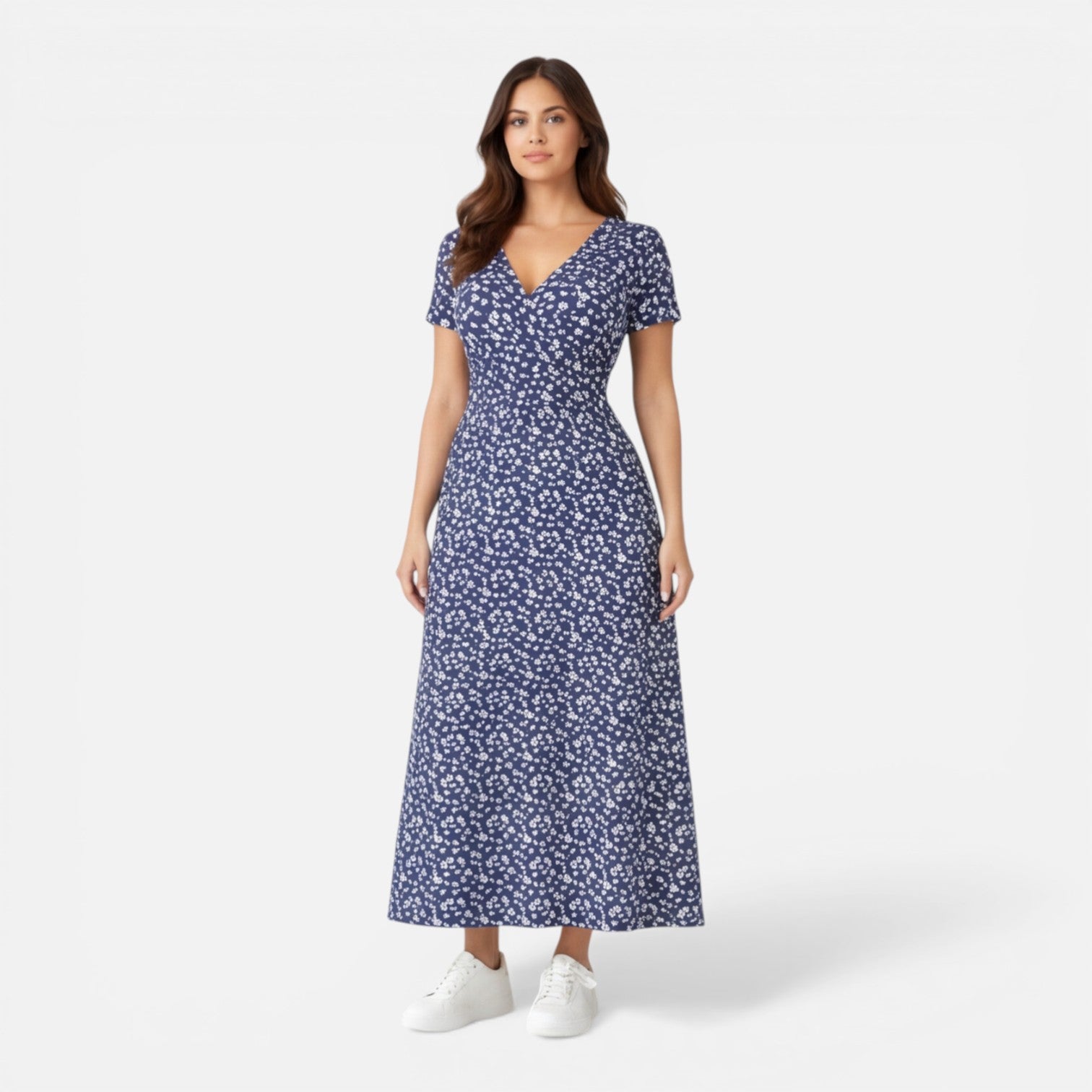 Floral V-Neck Midi Dress | Elegant Summer Style for Women’s Occasions