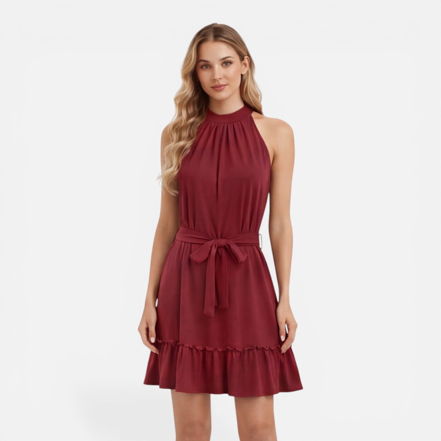 Halter Neck Mini Dress for Women | Lightweight Elegant Summer Style