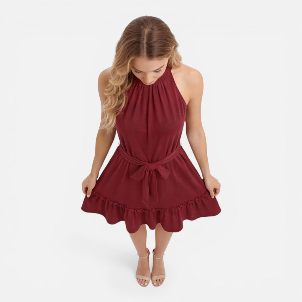 Halter Neck Mini Dress for Women | Lightweight Elegant Summer Style