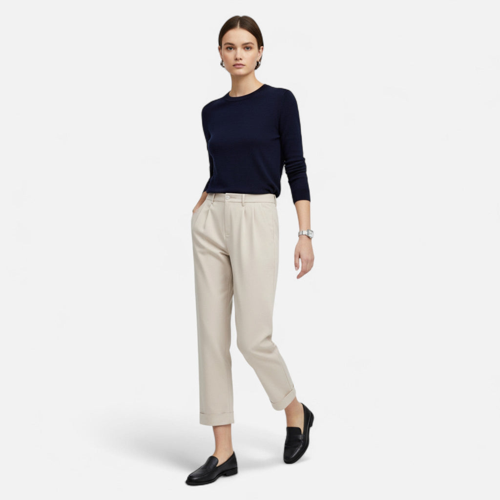 High Waist Straight Leg Trousers for Women - Classic Fit, Versatile Style